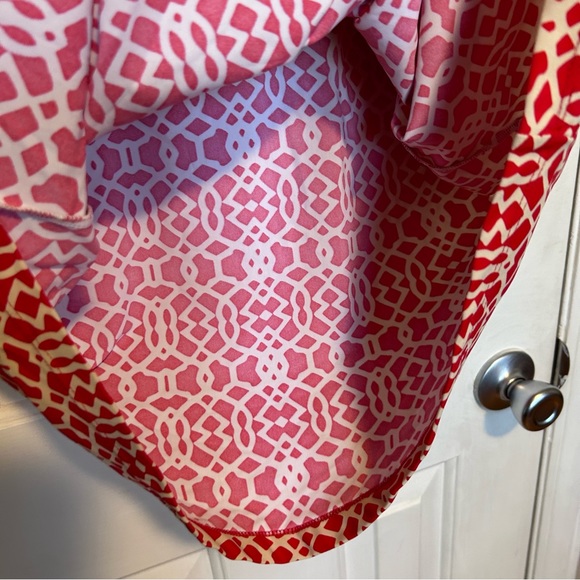 Jude Connally Red & Tan Geometric Shirt Dress | Size Large - Picture 5 of 9